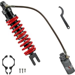 Adjustable 395mm Rear Air Shock Absorber, CNC Machining Process, Fit for Honda Sportrax TRX400EX 1999-2008, TRX450ER 2006-2014, TRX450R 2006-2012 ATV (Red)