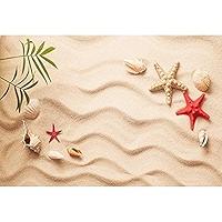 Baocicco Backdrop 5x3ft Seaside Scenery Vinyl Photo Background Sand Beach Coral Starfish Natural Landscape Photo Booth Props Backdrops for Travel Vacation Summer Holiday Photography