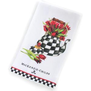 MACKENZIE-CHILDS Cotton Dish Towel, Cute Decorative Kitchen Dish Towel for Cleaning and Home Decor, Set of 1, Tulip Tea Kettle