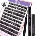 GAQQI Lash Clusters Kit, DIY Lash Extensions Kit 10-14mm Cluster Lashes, Wispy Eyelash Clusters with Lash Bond and Seal+Lash Tweezer+Remover+110pcs Thin Band Individual Lashes (3D-GQ08-KIT)
