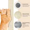 Fhiny 2PCS Cat Scratching Post Replacement, 15.7inch M8 Natural Sisal Cat Scratch Post with Cat Self Groomer Refill Pole Parts Kitten Climbing Furniture Protector Hemp Rope Scratcher for Spare  White, 2 Post/with Self Groomer