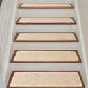 Stair Treads Non Slip for Wooden Steps Indoor, 15 Pack 9" X 28" Carpet Runners for Wood Stairs with Self-Adhesive Backing, Stickiness Stair Rugs for Kids Elders and Dogs, Diamond Beige