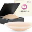 Pasties Nipple Covers for Women 2 Pairs, Reusable Ultra-Thin Sticky Silicone Bra, with Travel Box (3.15in (Fits A-C Cups), Creme)