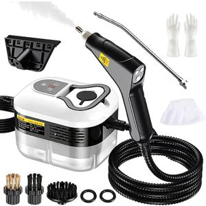 2500w Steam Cleaner,6 Adjustable Levels,1.2L Large Capacity,15s Fast Heating Hand Held Steam Cleaner with 5 Brush Heads&Gloves,Portable Steamer for Home Tile Floor Couch Cleaning