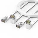 2 Packs Right Angle Cat 6 Ethernet Cable Flat 20ft, 90 Degree Up Angle Patch Cable 10Gbps High-Speed Internet and Network Cables-White, RJ45 Connector,for routers, Modem, PS4/5, Xbox