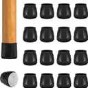 16pcs Round Chair Leg Floor Protectors, Felt Pads Chair Leg Protectors for Hardwood Floors, Silicone Furniture Feet Cups Covers Felt Pads, Prevents Scratches & Reduce Noise, Black, Small, Universal S (0.90'' -1.20'')