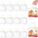 Ohuimrt 50 PCS Clear Plastic Gift Bags with Handles, 6.89 x 6.89 x 3.54 Inches Reusable Party Favor Bags with Ribbon Transparent Gift Wrap Bags Bulk for Weddings Birthdays