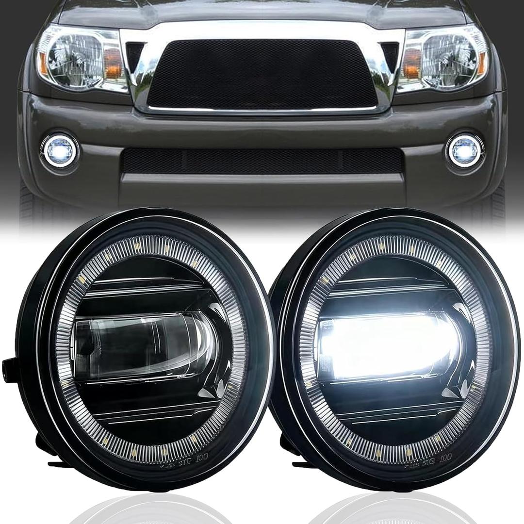 DRFG LED Fog Light Assembly with DRL for Tacoma 2005-2011/ Tundra 2007-2012/ Solara 2004-2006, Bumper Driving Fog lamp Plug and Play 2Pcs Fog Lights