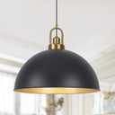 Matte Black Dome Pendant Light 19.68" Large Farmhouse Chandelier Adjustable Metal Hanging Lighting Fixture for Kitchen Island Bedroom Dining Room and Restaurant