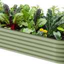 Vego garden Raised Garden Bed Kits, 17" Tall 9 in 1 8ft X 2ft Metal Raised Planter Bed for Vegetables Flowers Ground Planter Box-Olive Green