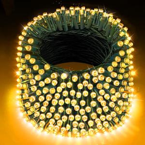 XURISEN 551FT 1400 LED Christmas Lights Outdoor Green Wire String Lights 8 Modes with Timer Memory Waterproof Fairy Light Plug in for Xmas Tree Wedding Yard Party Holiday Decorations (Warm White)