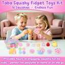 16 Pack Taba Squishy Toys Kit, Squishies Fidget Toy Party Favors for Kids | Squeeze Toys Gifts for Girls Boys 4-12 Year Old, Stress Relief Sensory Toys, Include Chick, Cat Paw, Hamster, Fruit