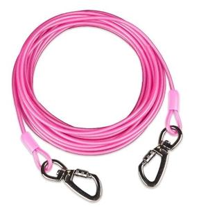 Tofeer 30FT Green Heavy Duty Dog Tie Out Cable - 500LBS Tensile, Swivel Hook & Shock Spring for Small to Medium Pets