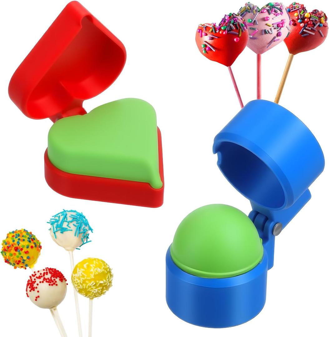 2 Pcs Cake Pop Molds Shapes Press Set 3d Printed Heart and Round Cake Pop Cutter and Pusher Circle Sphere Cakepop Molds Shapes Baking Tools for Home Baking Wedding Birthday Parties Desserts