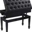 Adjustable Duet Piano Bench with Storage, Heavy Duty Double Piano Benches with Leather Cushion, Black Piano Bench for Adults, 13.8" D x 31.5" W x 19.3" H