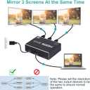 1x3 HDMI Splitter, 1 in 3 Out HDMI Splitter Audio Video Distributor Box Support 3D & 4K x 2K Compatible for HDTV, STB, DVD, PS3, Projector Etc.
