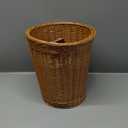 Wicker Waste Basket, Hand Woven Trash Can, Imitation Rattan Garbage Basket for Bedroom, Bathroom, Kitchen, Living Room (Round) (10.2" x 10.2" x 11")