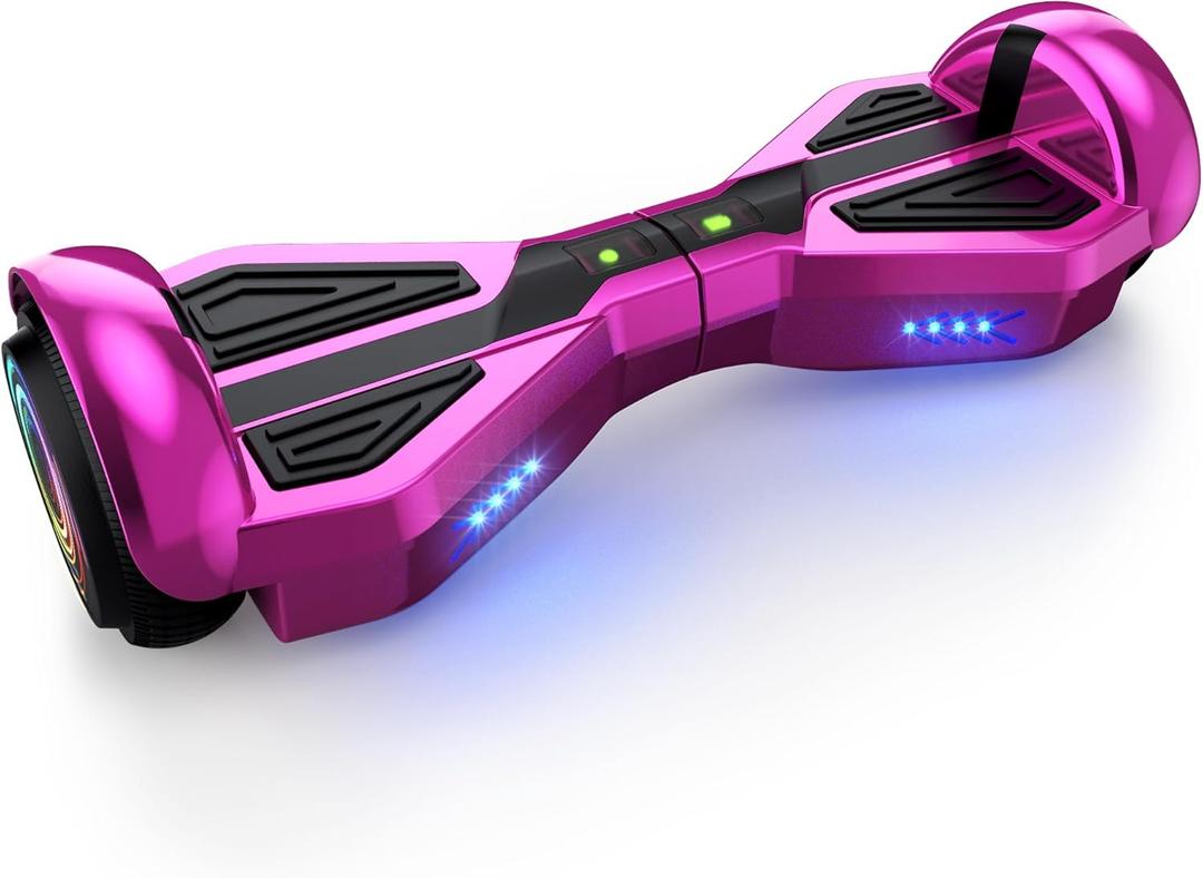 Starship Hoverboard with Bluetooth Speaker, Chrome Color Self Balancing Scooters with Science Fiction Design and 6.5 inch LED Wheels (Chrome Pink)