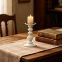 Hosley White Wood Pillar Candle Holder 9 Inch High Ideal Gift for Farmhouse Weddings Special Occasion Spa Aromatherapy Settings Candle Gardens. W1