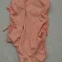 OYOANGLE Girl's Cute Spaghetti Straps Round Neck Drawstring One Piece Swimwear Tie Bathing Suit (Pink Medium)