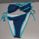 Tempt Me Women String Plus Size Bikini Sets Sexy Triangle Two Piece Halter Swimsuits with Tie Side Bottom Bathing Suit (16 Plus, Blue)
