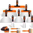 THINKWORK Putty Knife Set - 14Pcs Stainless Steel Paint Scraper Tools, Drywall Knife Set for Removing Wallpaper, Repairing Drywall, Applying Putty, Taping, Scraping Plaster, Cement, Adhesive