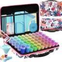 ARTDOT 60 Slots Storage Container for Diamond Art Kits for Adults, Portable Bead Storage Boxes for Diamond Painting Accessories and Tools (Medium, Pink)
