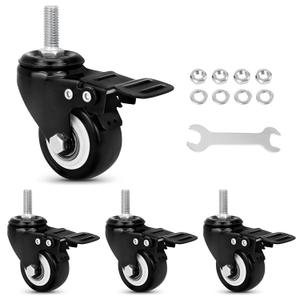 2"Stem casters set of 4 Metric Threaded Stem M10 x 25mm Heavy Duty casters Wheels with Safety Dual Locking furniture casters Swivel Castors with Brakes,500Lbs