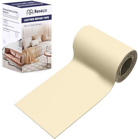 Besezx Leather Repair Patch Tape Kit, Self Adhesive Leather Repair for Furniture, Couch, Sofa, Car Seats,Office Chair,Vinyl Repair Kit.3.1inx60in
