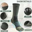 Merino Wool Toe Socks For Hiking Men&Women Thermal Winter Warm Boot Work Cushion Five Finger Socks 3 Pairs (Black, M)