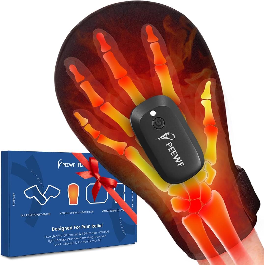Wireless Red & Near-Infrared Light Therapy Glove for Hands  Arthritis, Sore Muscles Relief | 30 Red & Near-Infrared LEDs + Built-in Gentle Heating Wires | Breathable | Auto 20-Min Shut-Off