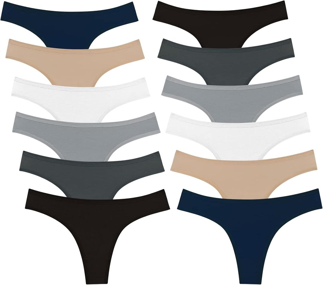 Sunm Boutique Cotton Thongs for Women, No Show Underwear for Women Pack, Sexy Low Rise Ladies Panties (12 Pack - Black*2/Navy Blue*2/Nude*2/White*2/Light Gray*2/Dark Grey*2, XL) Sunm Boutique Cotton Thongs for Women, No Show Underwear for Women Pack, Sexy Low Rise Ladies Panties (12 Pack - Black*2/Navy Blue*2/Nude*2/White*2/Light Gray*2/Dark Grey*2, XL)