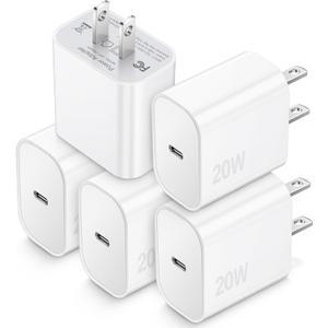 USB C Charger Block, TypeC Charging Blocks 5Pack, 20W PD Quick Fast Charger Box Brick Cube Compatible with iPhone 16/15/14 Pro Max/14 Plus/13 Pro/12 Pro/AirPods/iPad/Galaxy,Pixel 4/3