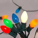 25Ft Multicolor Christmas Lights Outdoor, C7 5W Vintage String Lights with 27 Colorful Ceramic Incandescent Bulbs, Hanging Patio Lights for Porch Roofline Christmas Tree Garden Pathway Indoor Decor