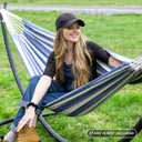 SUNCREAT Fabric Hammock for Backyard, Hanging Tree Hammock, Blue & White