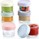 VITEVER [6 Pack] Salad Dressing Container To Go, 1.7 oz Glass Small Condiment Container with Lids, Dipping Sauce Cups Set, Leakproof Reusable Sauce Containers for Lunch Box Work Trip.