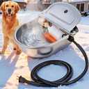 Heated Water Bowl for Outdoor Cats, Automatic Heated Dog Bowl with Anti Chew Cord and Automatic Dog Water Dispenser for Dogs, Cats, Horses, Cows, Goats, Sheep