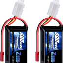 Zeee 2S Lipo Battery 600mAh 7.4V 50C with JST Connector for FPV Helicopter Airplane RC Boat Racing Drone Quadcopter RC Car RC Models(2 Pack)