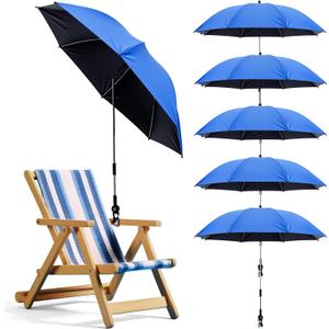 Sadnyy 6 Pcs Beach Chair Umbrella with Universal Clamp, 360 Adjustable Clip on Umbrellas 42" UPF 50+ Portable Sun Shade for Beach Chair Patio Camping Wheelchair Stroller Golf Cart