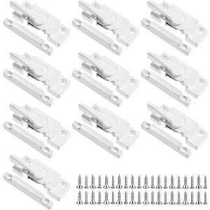 10-Pack Universal Window Sash Locks, White Iron Cam Action Latches for Double & Single-Hung and Horizontal Sliding Windows