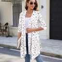 YSYOKOW Women's Open Front Cardigan Lightweight Soft Knit 3/4 Sleeve High-Low Draped Hem Loose Casual Duster (M)