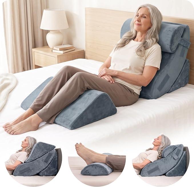 Lunix LX5 4pc Orthopedic Bed Wedge Pillow Set, Abdominal Surgery Recovery
Sleep Semi-Upright Without Buying a Recliner: Base, Back, Knee and Head Pillows for the Bed You Own