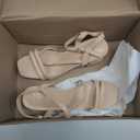 mysoft Women's Strappy Low Chunky Block Heel Sandals Open Toe Dress Shoes 7 1/2