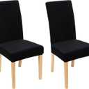 Smiry Velvet Stretch Chair Covers for Dining Room Set of 2, Soft Fit Removable Washable Kitchen Parsons Chair Slipcover Protector, Black