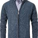 VtuAOL Men's Cardigan Sweaters Casual Full Zip Sweaters Knitted Cardigan with Pockets (Blue)