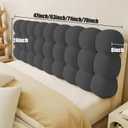 Full Headboard Pillow Foldable Upholstered Headboard Built in Wooden Board Support Bed Large Bolster Resting Cushion for Sitting in Bed, Backrest for Bedroom Daybed, Dark Grey 47x24x8 Inch