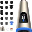 Hygie Rinse Faucet Head Replacement 4 Function LED Temperature Display Pull Down Kitchen Faucet Head with 15 Adapters, Brushed Nickel