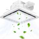 Kirumie Bathroom Exhaust Fan with Light, 110CFM Bathroom Fan with Light 20W 6000K, Quiet Vent with Lever Wire Connectors&Duct, 10 Inch Ceiling Mount Exhaust Fan for Home, Hotel, Office