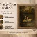 Vintage Gold Framed Swans Wall Art Antique Romantic Swan Lake Cottagecore Painting Canvas Prints Dark Moody Animal Picture Poster Modern Rustic Farmhouse Artwork for Living Room Bedroom Bathroom
