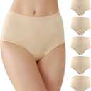 Battewa Washable Absorbency Incontinence Regular Underwear for Women, Reusable Leak Proof Protection Panties for Bladder Leakage(Beige, Medium, 5 Pack)